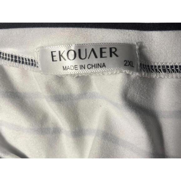 Ecouaer Blouse Top Womens 2XL Black White Striped Long Sleeve Casual EUC Flowy - Picture 3 of 6